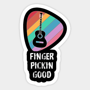 Finger Pickin Good funny guitar guitarist guitar pick rainbow Sticker